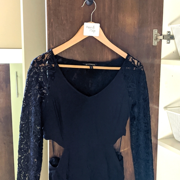 Express floor length black dress with cutouts - Picture 2 of 3